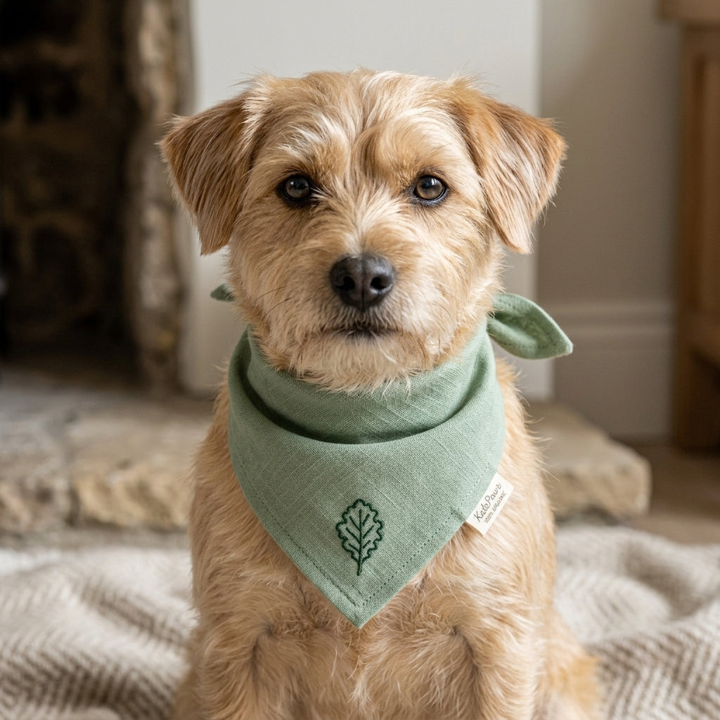 🥬 KalePaws™ Plant-Dyed Organic Cotton-Linen Pet Bandana