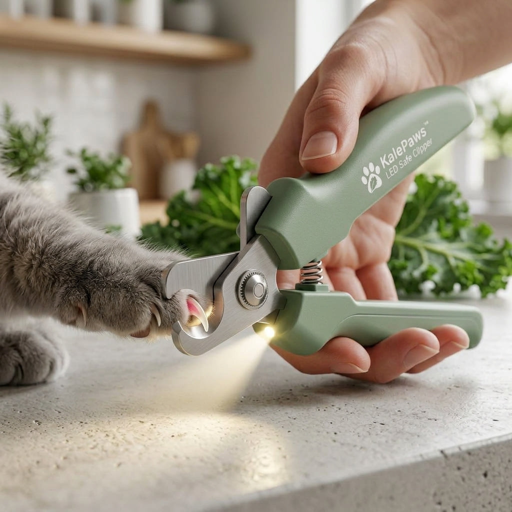🥬 KalePaws™ LED Safe Anti-Splattering Pet Nail Clipper